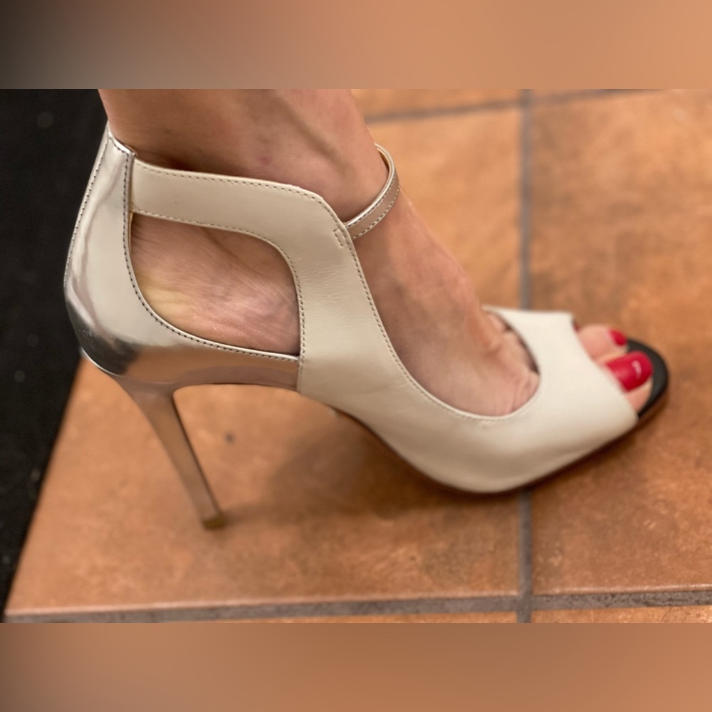 Schutz Metallic Leather Color block high heels leather sandals - Picture 12 of 14